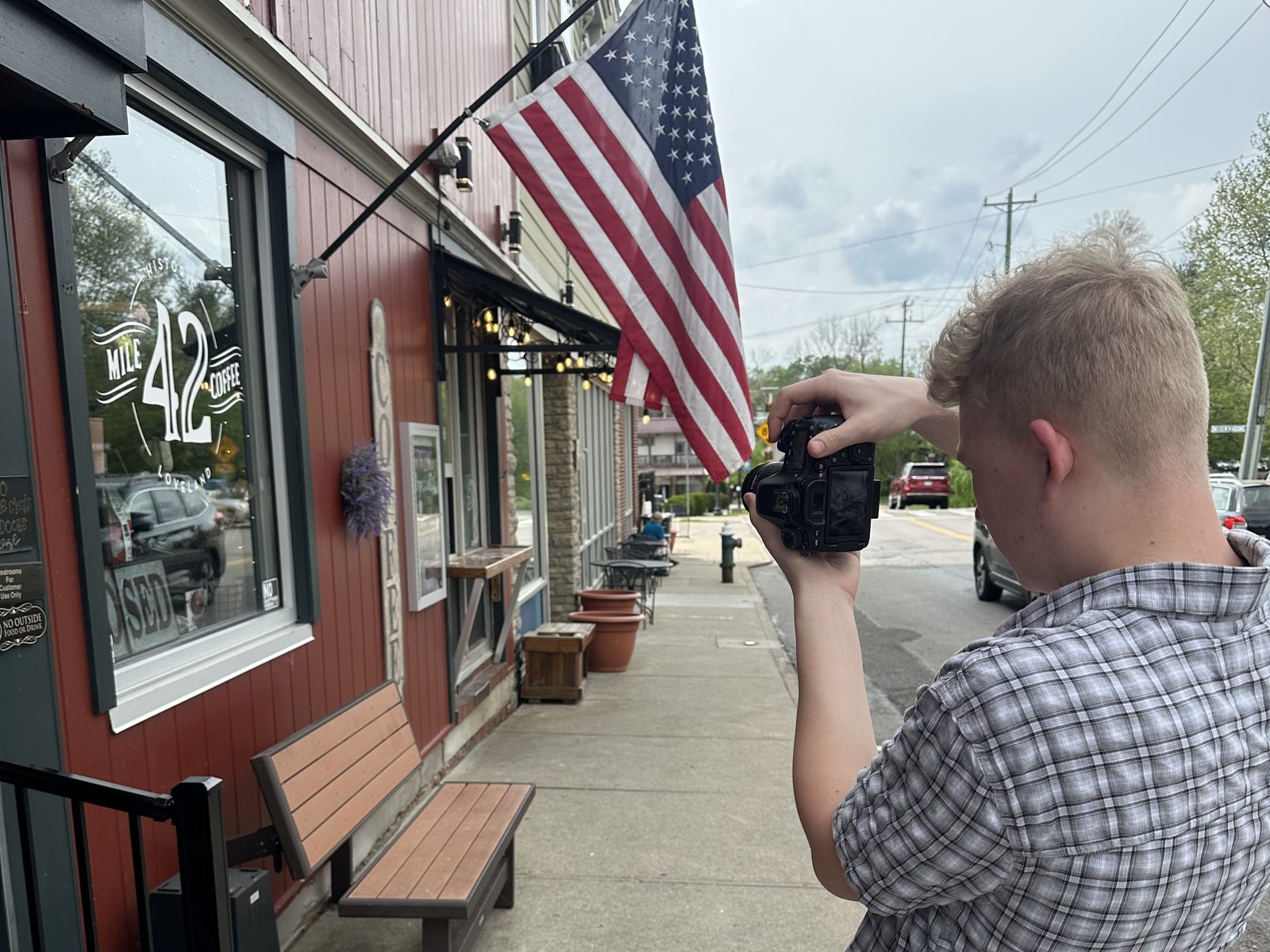 Full Wave shooting content on location at Mile 42 Coffee in Loveland, Ohio