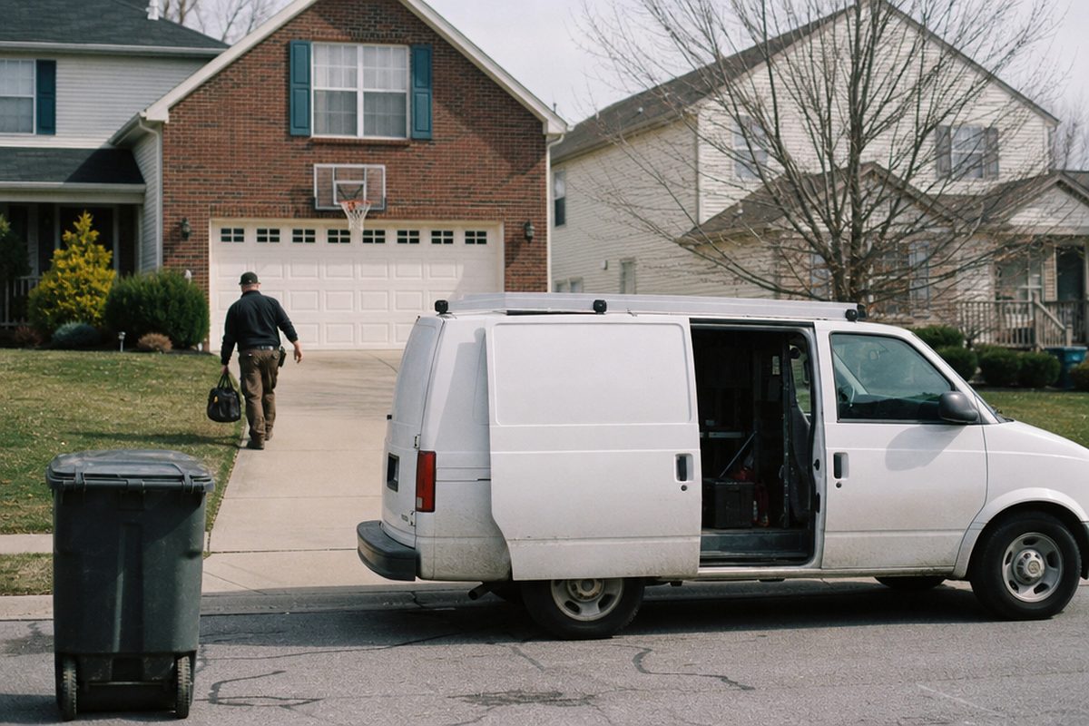 Home services van at a Cincinnati-area home