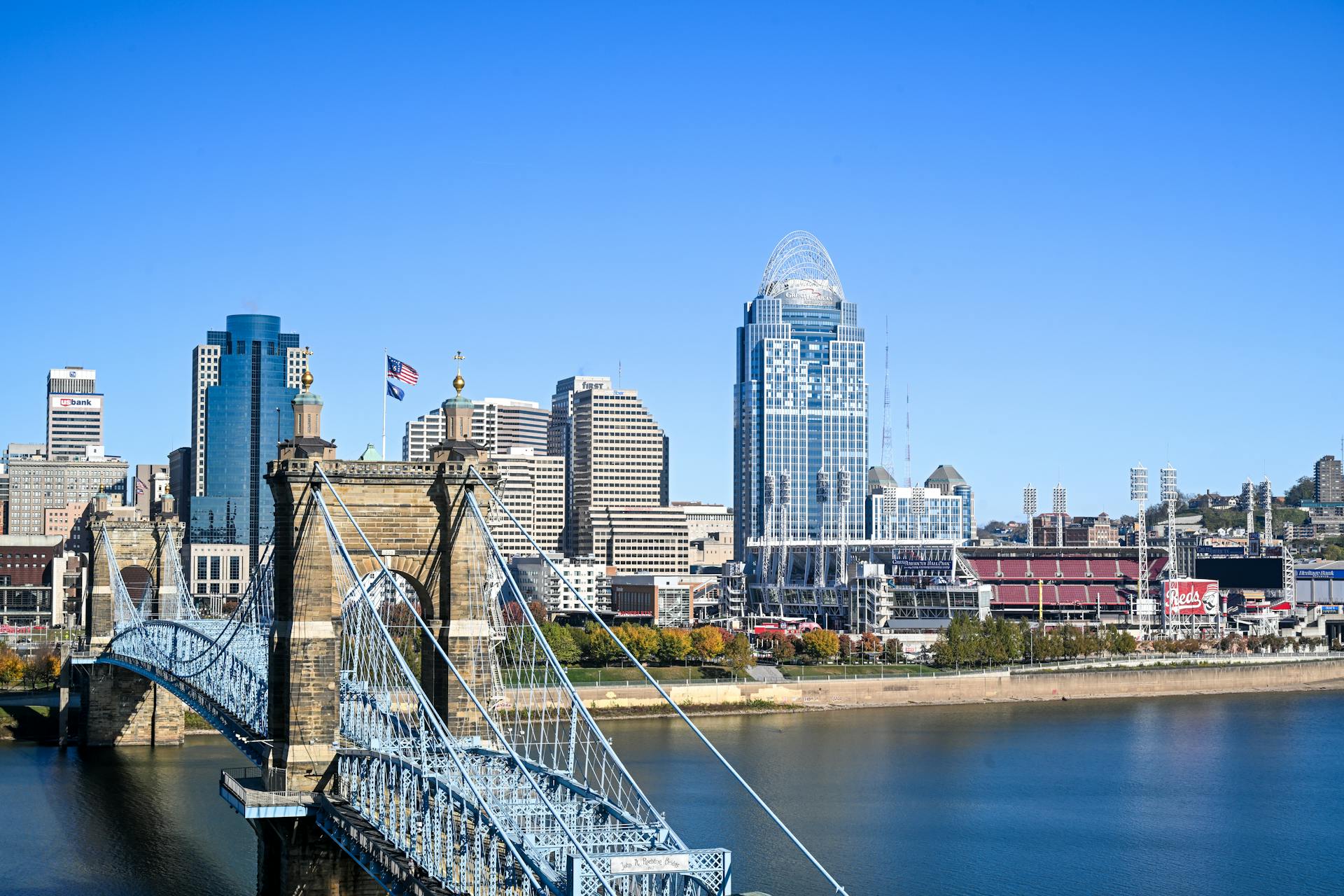 The Cincinnati skyline, northeast of which Loveland sits along the Little Miami