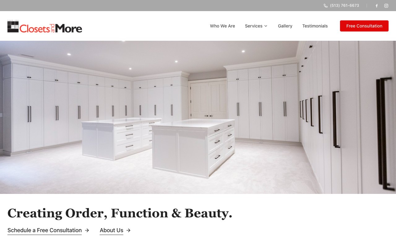 Closets and More website
